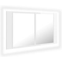 vidaXL LED Bathroom Mirror Cabinet High Gloss White 80x12x45 cm Acrylic, White