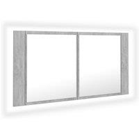 vidaXL LED Bathroom Mirror Cabinet Concrete Grey 90x12x45 cm Acrylic, Grey