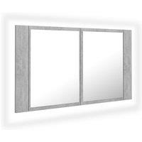vidaXL LED Bathroom Mirror Cabinet Concrete Grey 80x12x45 cm Acrylic, Grey