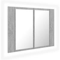 vidaXL LED Bathroom Mirror Cabinet Concrete Grey 60x12x45 cm Acrylic, Grey