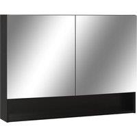 vidaXL LED Bathroom Mirror Cabinet Black 80x15x60 cm MDF, Black