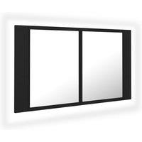 vidaXL LED Bathroom Mirror Cabinet Black 80x12x45 cm Acrylic, Black