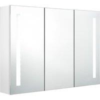 vidaXL LED Bathroom Mirror Cabinet 89x14x62 cm Shining White, White