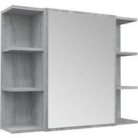 Vidaxl Bathroom Mirror Cabinet Grey Sonoma 80X20.5X64Cm Engineered Wood, Grey