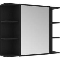 Vidaxl Bathroom Mirror Cabinet Black 80X20.5X64 Cm Engineered Wood, Black