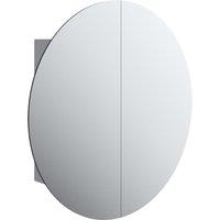 vidaXL Bathroom Cabinet with Round Mirror&LED Grey 54x54x17.5 cm, Grey