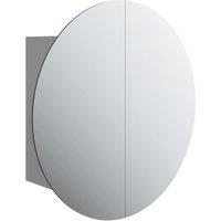 vidaXL Bathroom Cabinet with Round Mirror&LED Grey 47x47x17.5 cm, Grey