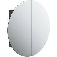 vidaXL Bathroom Cabinet with Round Mirror&LED Black 54x54x17.5 cm, Black
