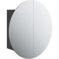 vidaXL Bathroom Cabinet with Round Mirror&LED Black 40x40x17.5 cm, Black