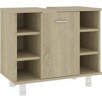 Vidaxl Bathroom Cabinet Sonoma Oak 60X32X53.5 Cm Engineered Wood, Brown