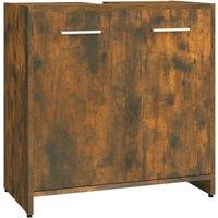 Vidaxl Bathroom Cabinet Smoked Oak 60X33X60 Cm Engineered Wood, Brown