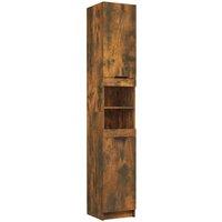Vidaxl Bathroom Cabinet Smoked Oak 32X34X188.5 Cm Engineered Wood, Brown