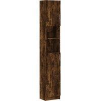 Vidaxl Bathroom Cabinet Smoked Oak 32X25.5X190 Cm Engineered Wood, Brown