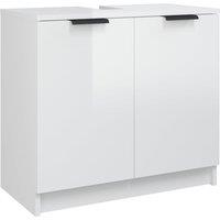 Vidaxl Bathroom Cabinet High Gloss White 64.5X33.5X59Cm Engineered Wood, White