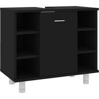 Vidaxl Bathroom Cabinet Black 60X32X53.5 Cm Engineered Wood, Black