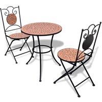 vidaXL 3 Piece Bistro Set Ceramic Tile Terracotta, Brown