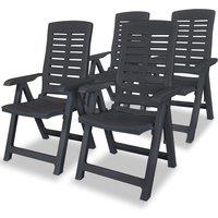 vidaXL Reclining Garden Chairs 4 pcs Plastic Anthracite, Grey