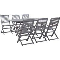 vidaXL 7 Piece Garden Dining Set Solid Acacia Wood Grey, Grey