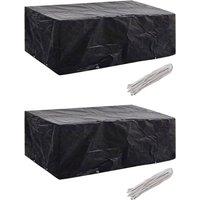 vidaXL Garden Furniture Covers 2 pcs 8 Eyelets 200x160x70 cm, Black