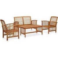vidaXL 4 Piece Garden Lounge Set Solid Acacia Wood, Brown