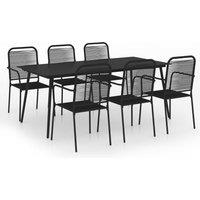 vidaXL 7 Piece Garden Dining Set Cotton Rope and Steel Black, Black