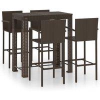 vidaXL 5 Piece Outdoor Bar Set with Armrest Poly Rattan Brown, Brown