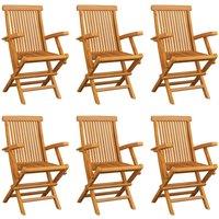 vidaXL Folding Garden Chairs 6 pcs Solid Teak Wood, Brown