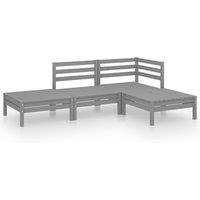 vidaXL 4 Piece Garden Lounge Set Grey Solid Pinewood, Grey