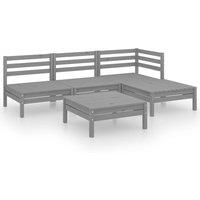 vidaXL 5 Piece Garden Lounge Set Solid Pinewood Grey, Grey