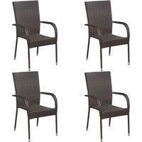 vidaXL Stackable Outdoor Chairs 4 pcs Poly Rattan Brown, Brown