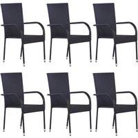 vidaXL Stackable Outdoor Chairs 6 pcs Poly Rattan Black, Black
