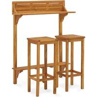 vidaXL 3 Piece Balcony Bar Set Solid Acacia Wood, Brown