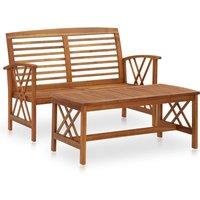 vidaXL 2 Piece Garden Lounge Set Solid Acacia Wood, Brown