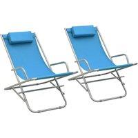 vidaXL Rocking Chairs 2 pcs Steel Blue, Blue