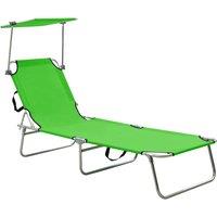 vidaXL Folding Sun Lounger with Canopy Green Aluminium