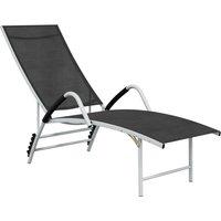 vidaXL Sun Lounger Textilene and Aluminium Black, Black