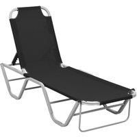 vidaXL Sun Lounger Aluminium and Textilene Black, Black