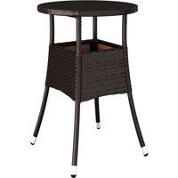 vidaXL Garden Table 60x75 cm Tempered Glass and Poly Rattan Brown, Brown