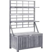 vidaXL Storage Box with Trellis Grey 99x55x160 cm Solid Acacia Wood, Grey