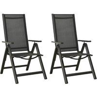 vidaXL Folding Garden Chairs 2 pcs Textilene and Aluminium Black, Black