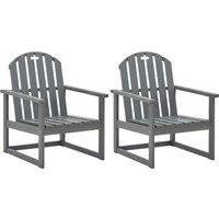 vidaXL Garden Sofa Chairs 2 pcs Grey Solid Acacia Wood, Grey