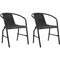 vidaXL Garden Chairs 2 pcs Plastic Rattan and Steel 110 kg, Black