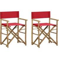 vidaXL Folding Director's Chairs 2 pcs Red Bamboo and Fabric, Red