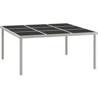 vidaXL Garden Dining Table 170x170x74.5 cm Glass and Steel, Black