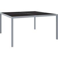 vidaXL Garden Table 130x130x72 cm Grey Steel and Glass, Grey