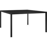 vidaXL Garden Table 130x130x72 cm Black Steel and Glass, Black
