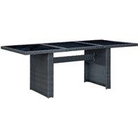 vidaXL Garden Table Dark Grey Poly Rattan and Tempered Glass, Grey