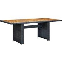 vidaXL Garden Table Dark Grey Poly Rattan and Solid Acacia Wood, Grey