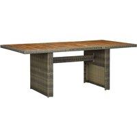 vidaXL Garden Table Brown Poly Rattan and Solid Acacia Wood, Brown
