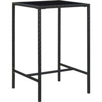 vidaXL Garden Bar Table Black 70x70x110 cm Poly Rattan and Glass, Black